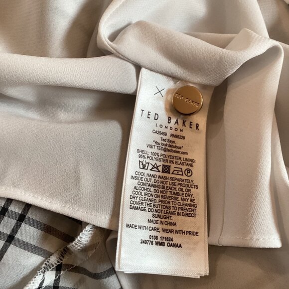Ted Baker London Top Size 3 Medium High Neck Long Sleeve Blouse Checked - Picture 3 of 8